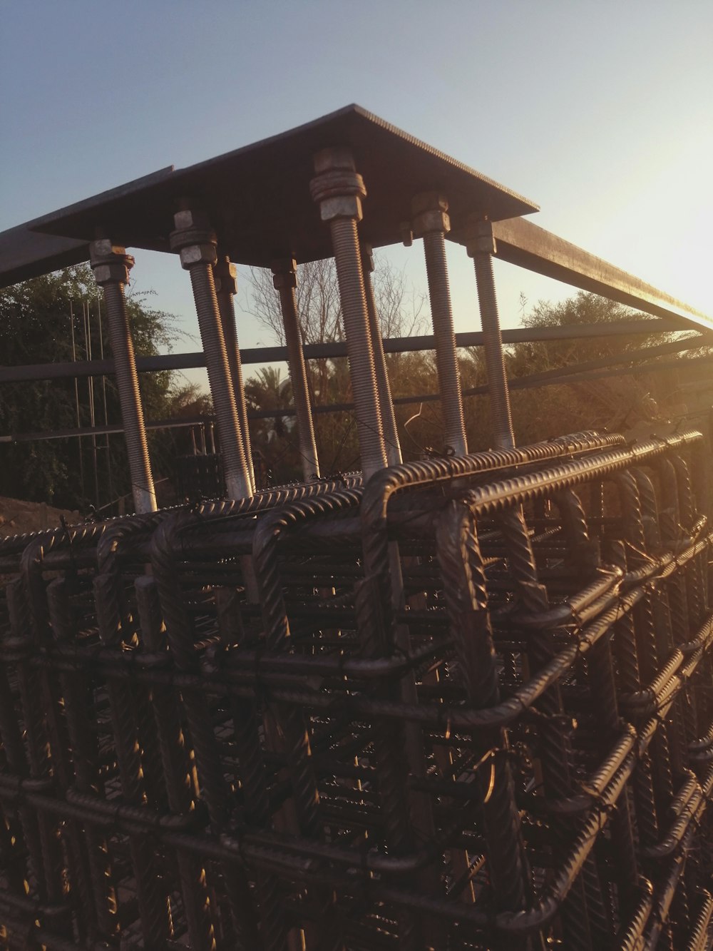 a structure outside with wires