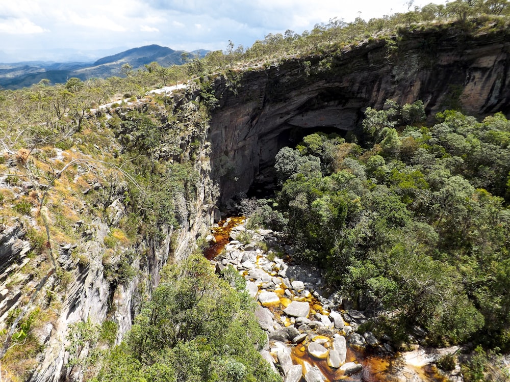 a river going through a tunnel