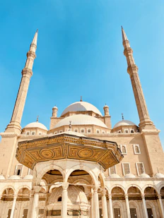 a large building with towers