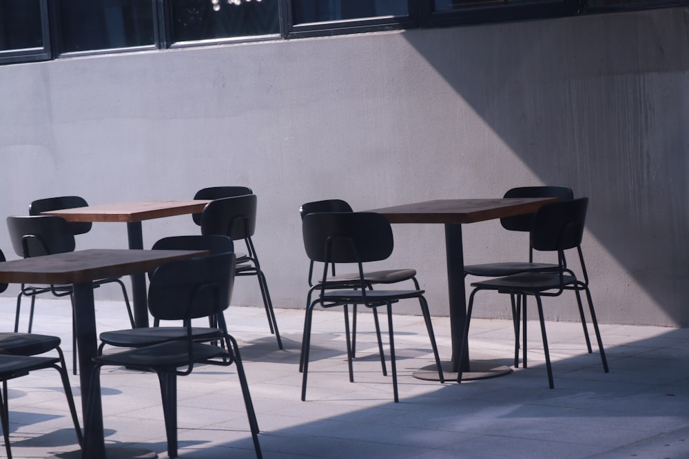 a table and chairs outside