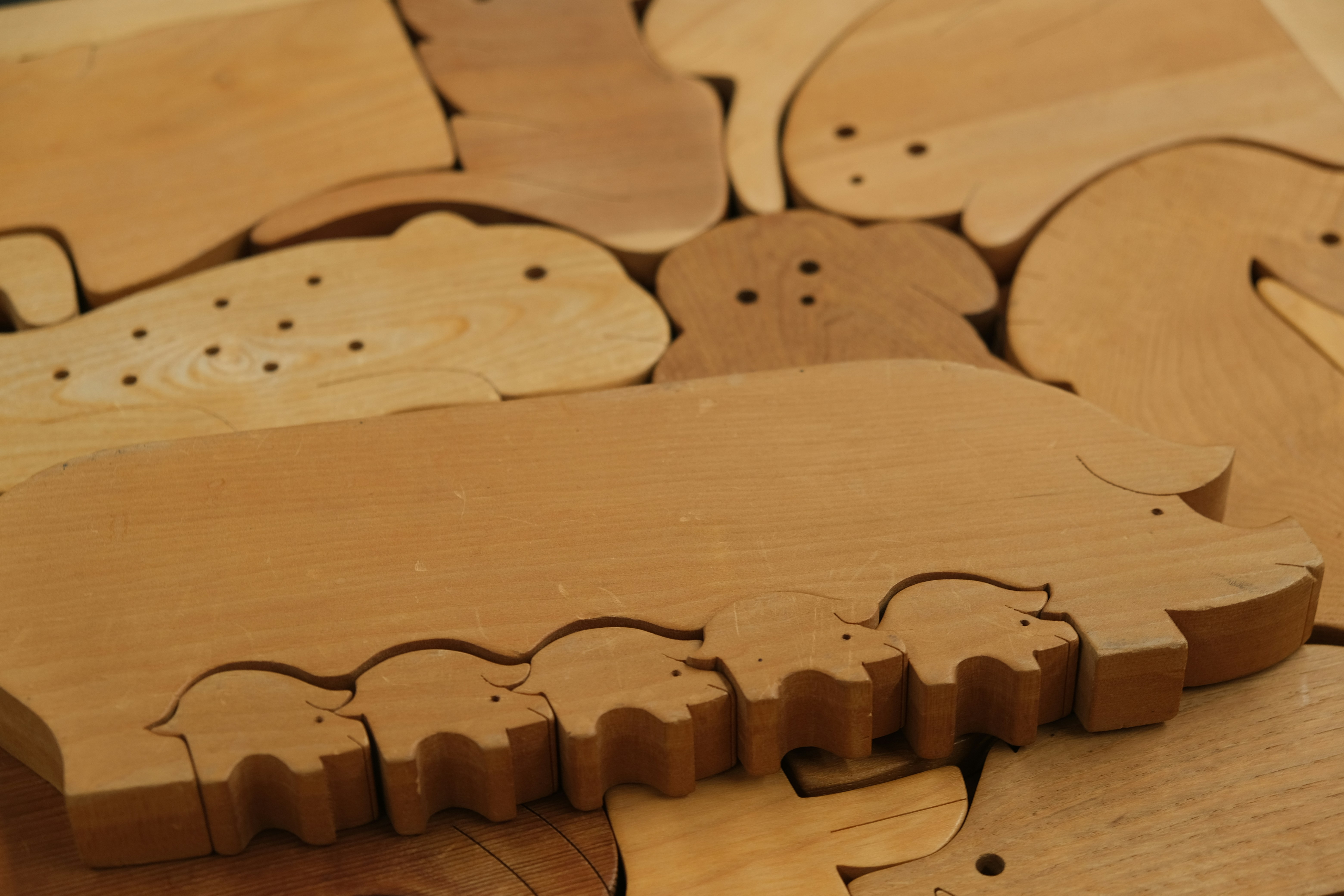 Wooden pig sculpture