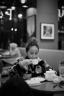 a person sitting at a table