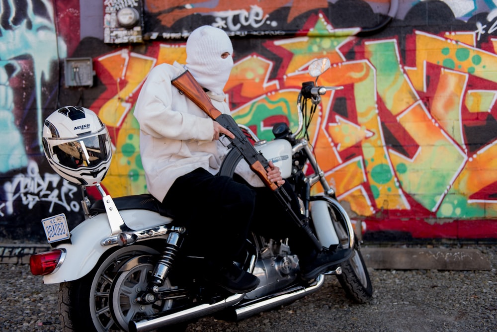 a man on a motorcycle