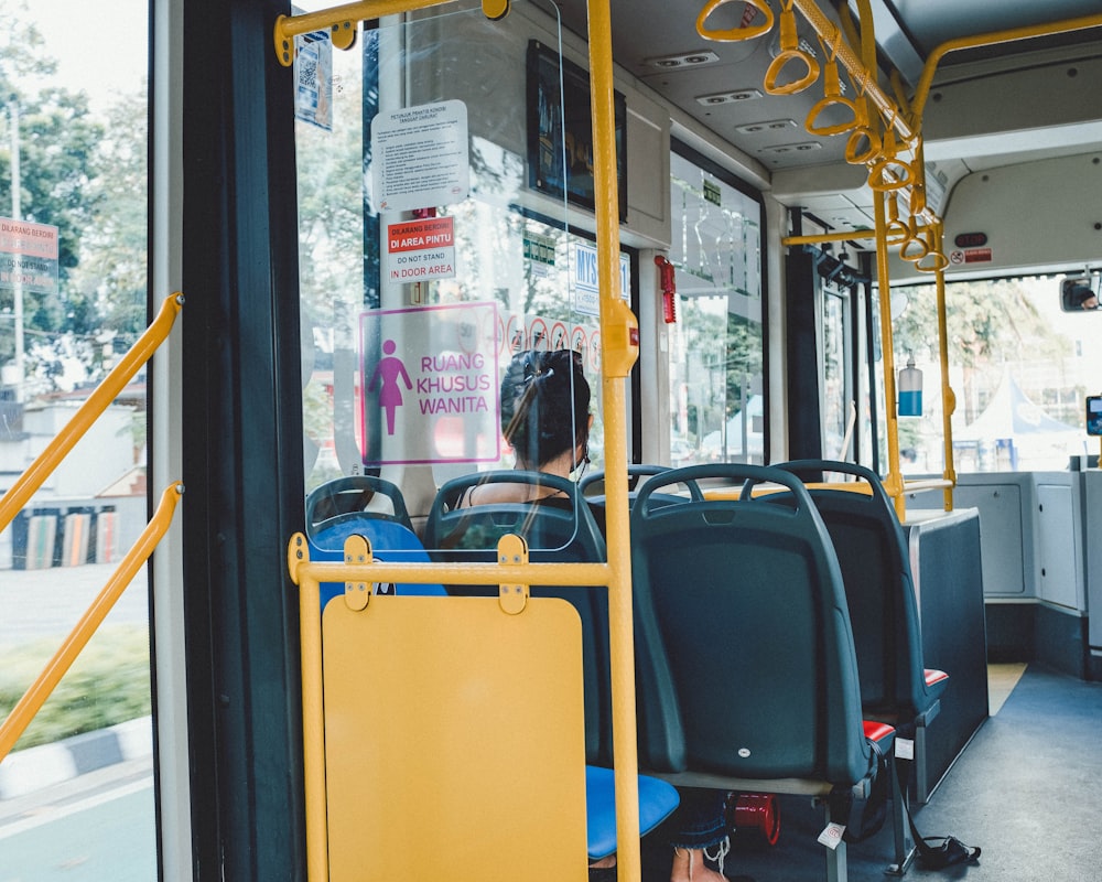 the inside of a bus