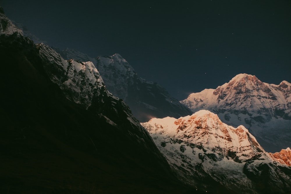 a mountain range with snow