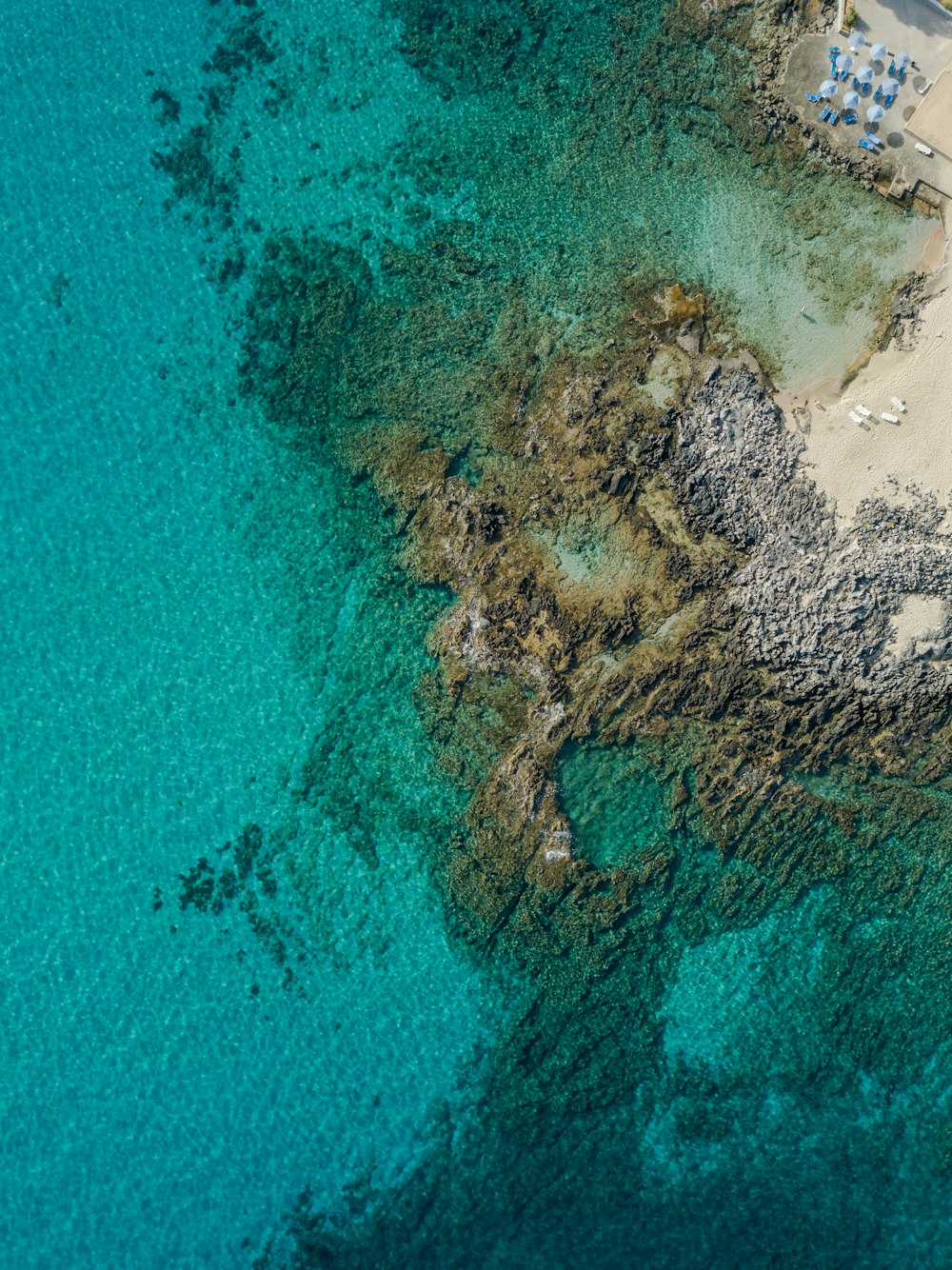 an aerial view of a beach