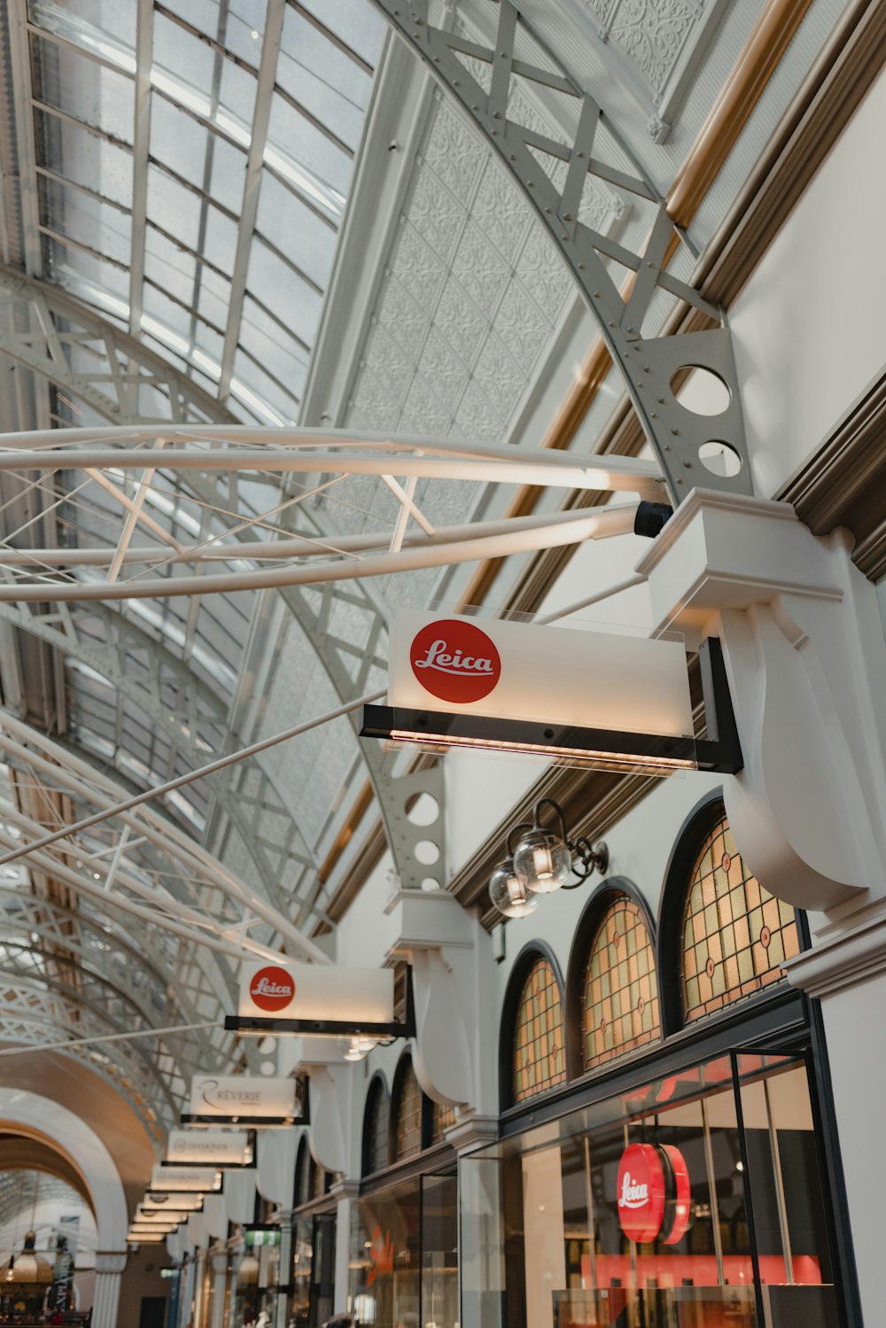 a large metal structure with signs