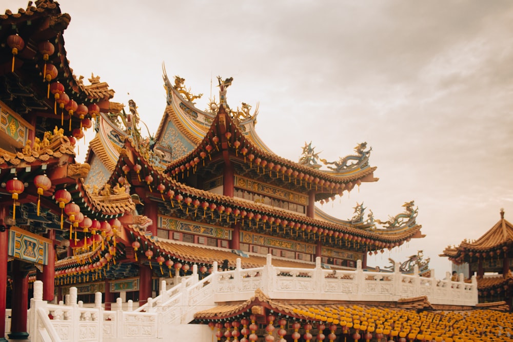 a building with a dragon roof