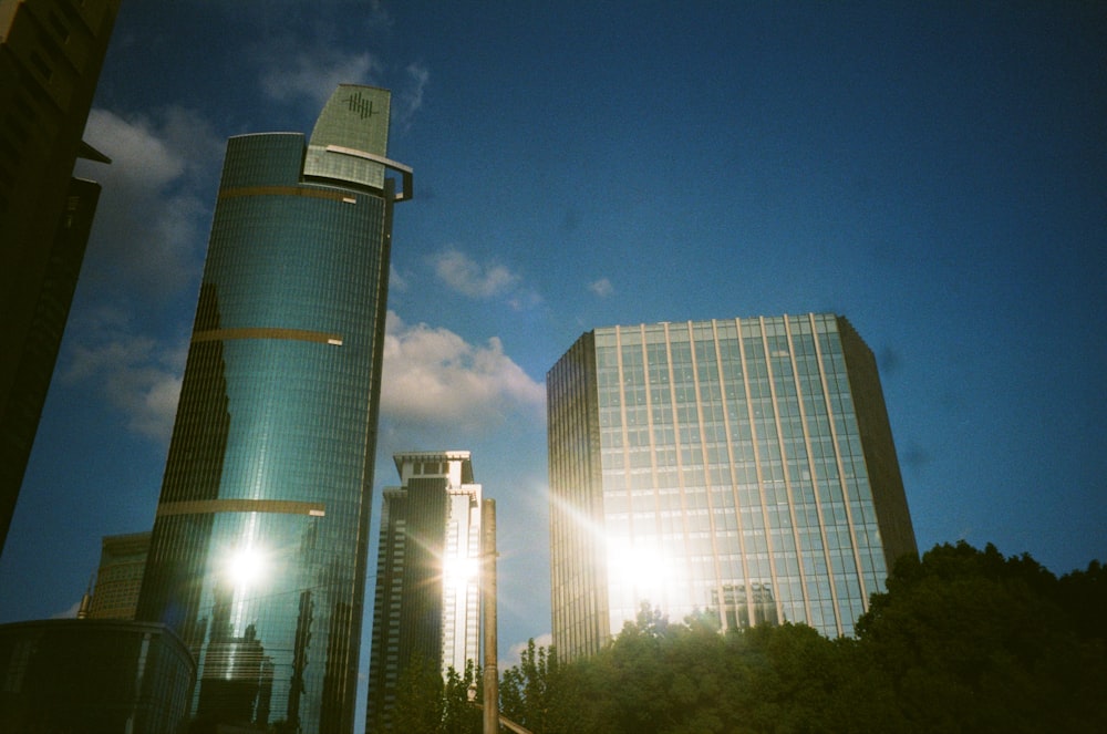 a few skyscrapers in a city