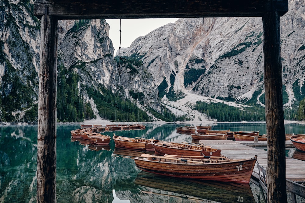 a group of boats in a bay