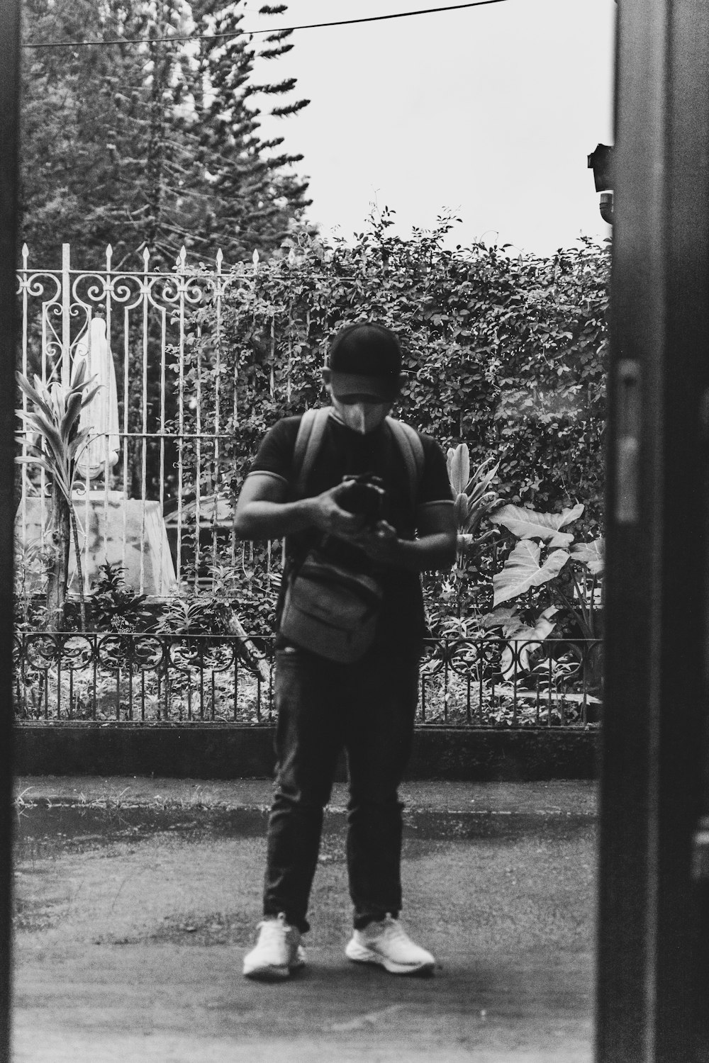 a man holding a camera