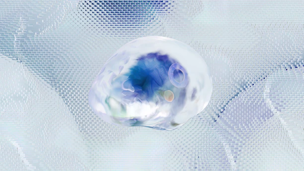 a blue and white spherical object