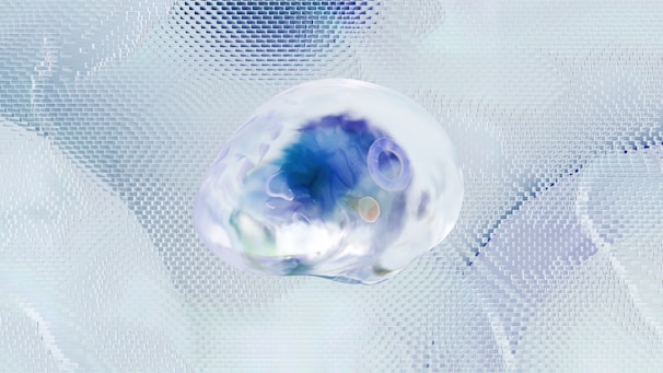 a blue and white spherical object