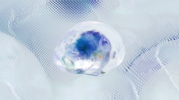 a blue and white spherical object
