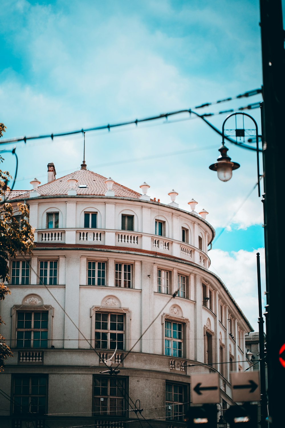 a building with a red roof