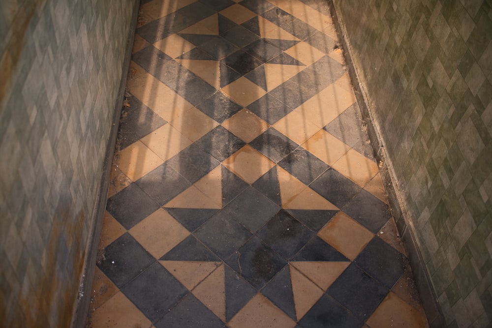 a tiled floor with a tile floor