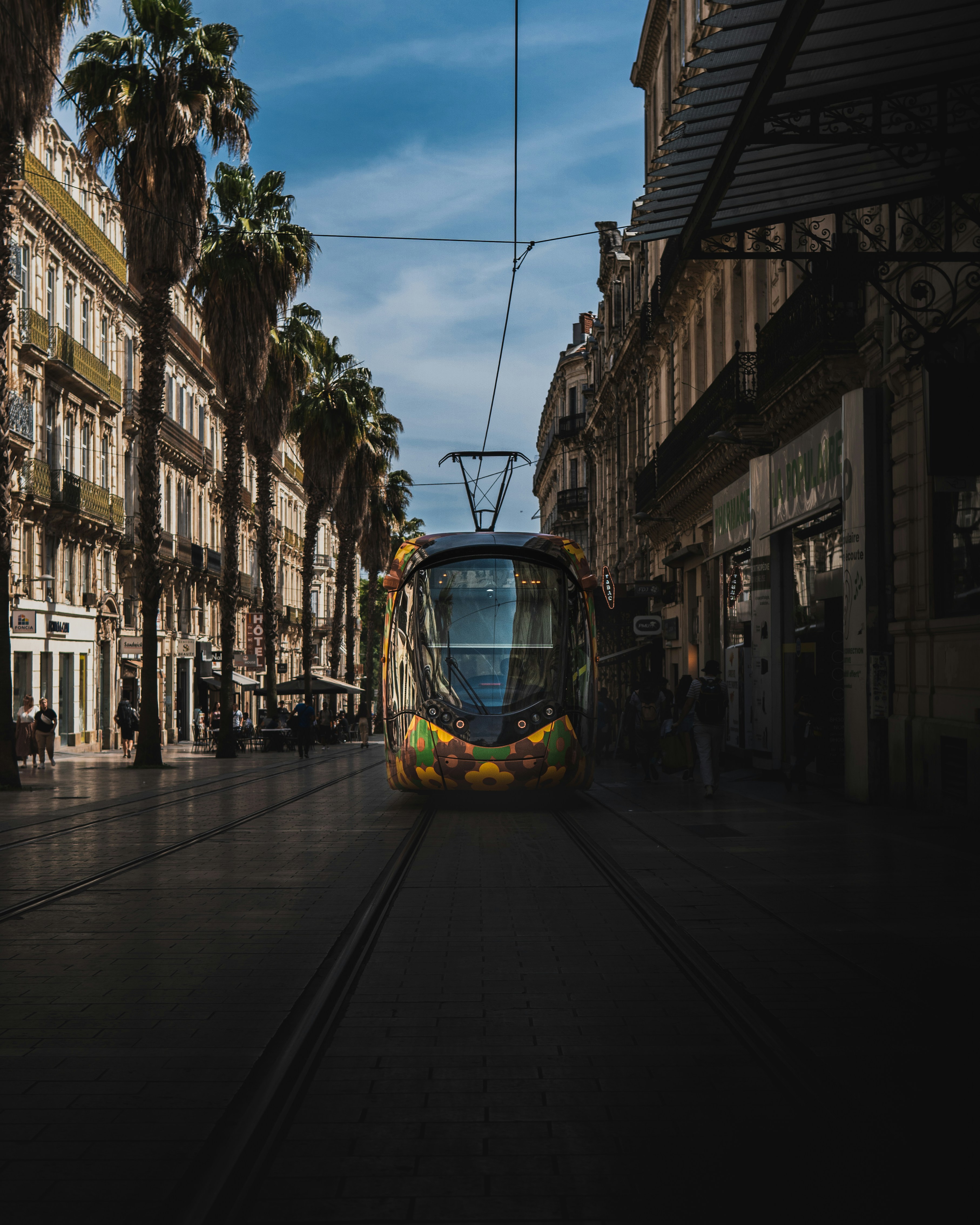 a trolley on a street