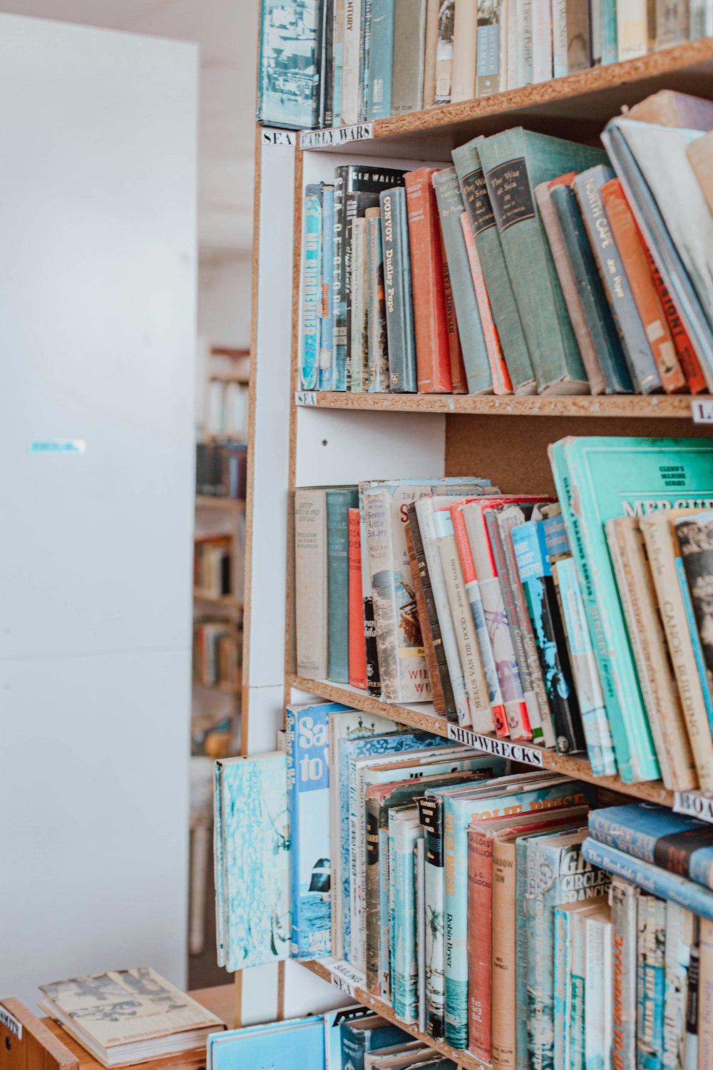 a bookshelf full of books