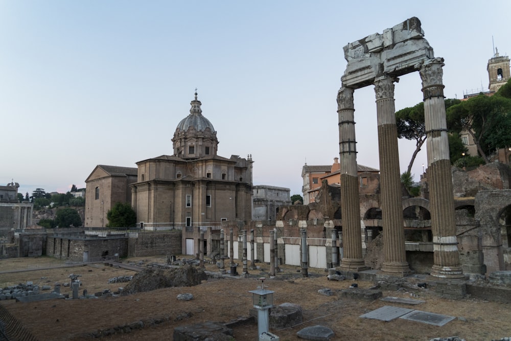 a building with pillars and a dome