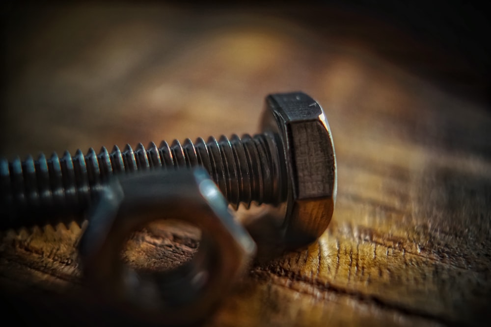 a close-up of a screw