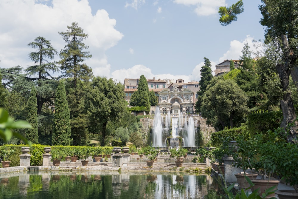 a fountain in a park