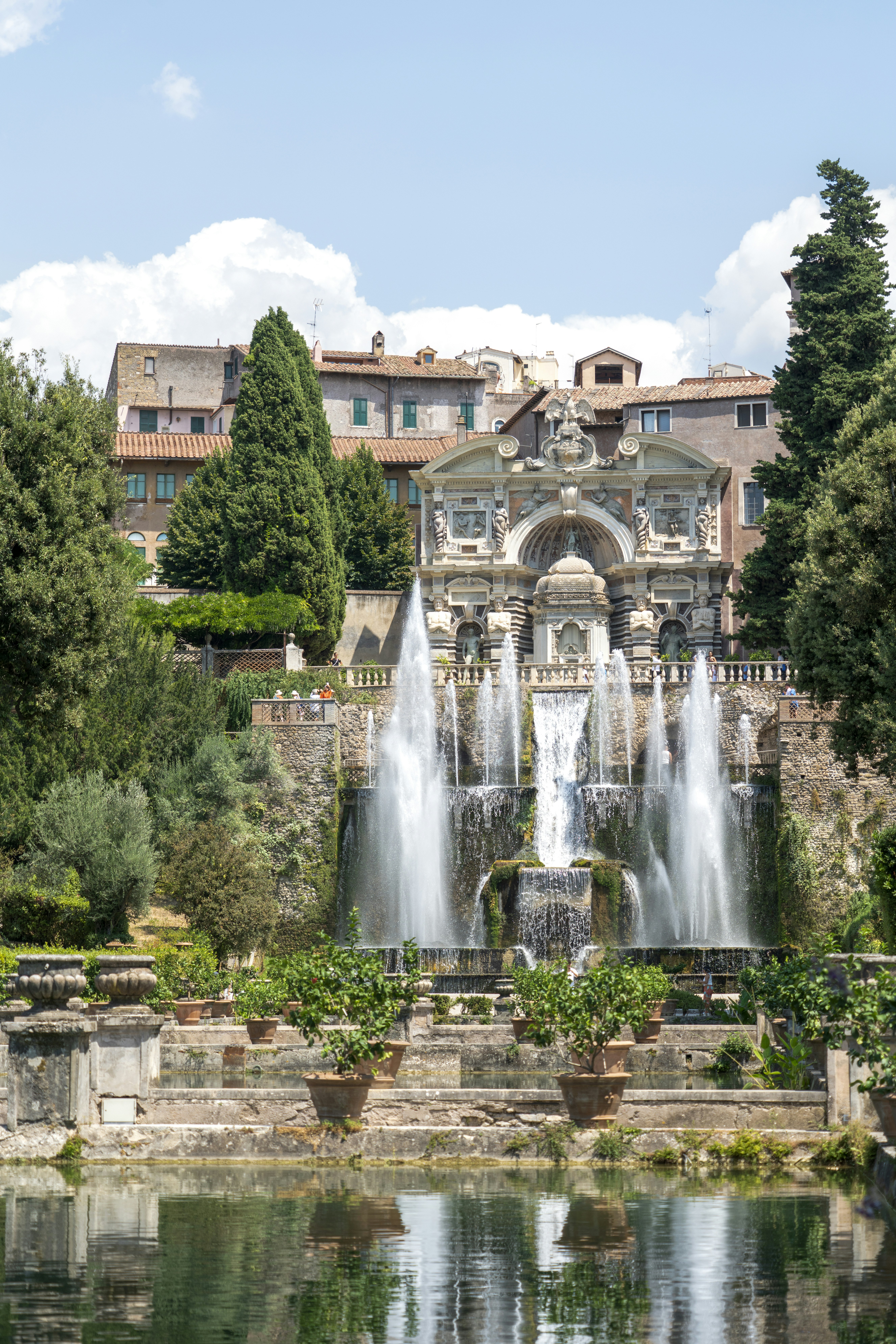 a fountain in front of a building