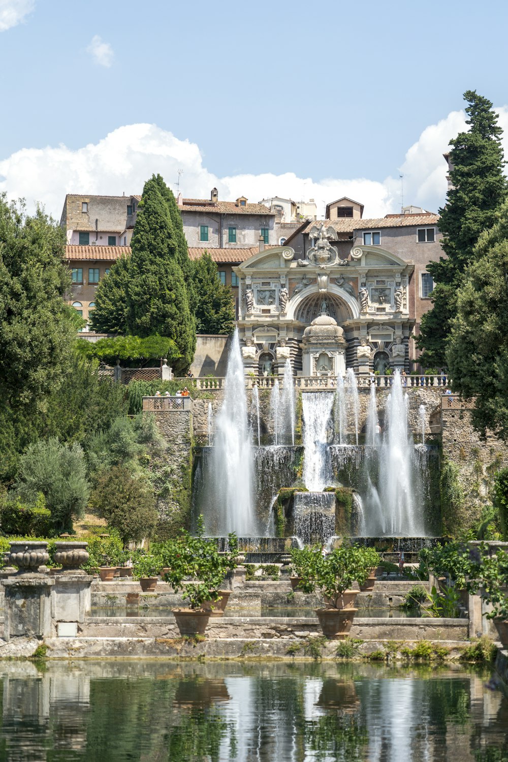 a fountain in front of a building