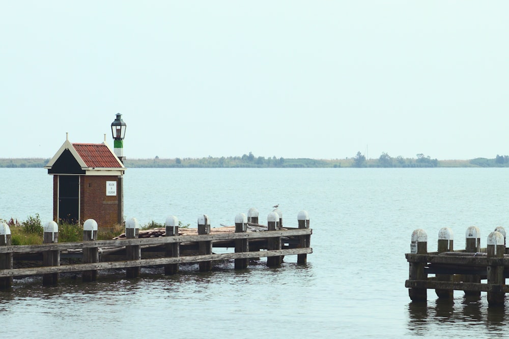 a dock with a building on it