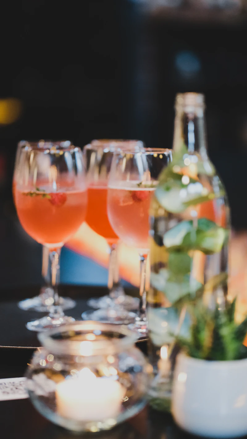 A tray of drinks ready for guests