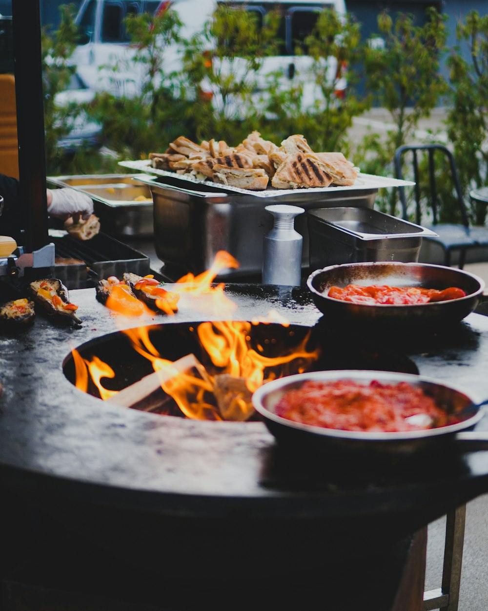 a table with food on it