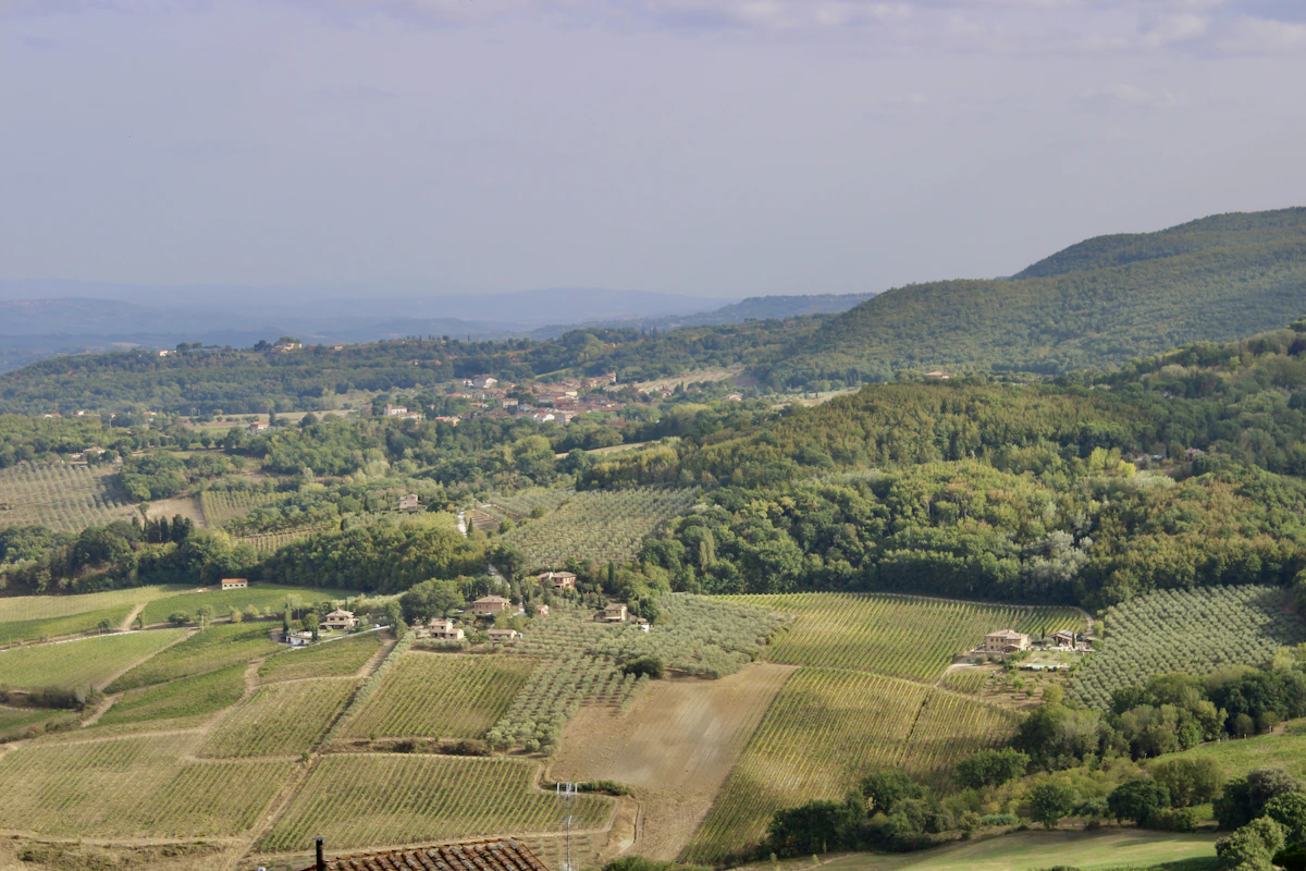 Rolling hills and farmland in Tuscany