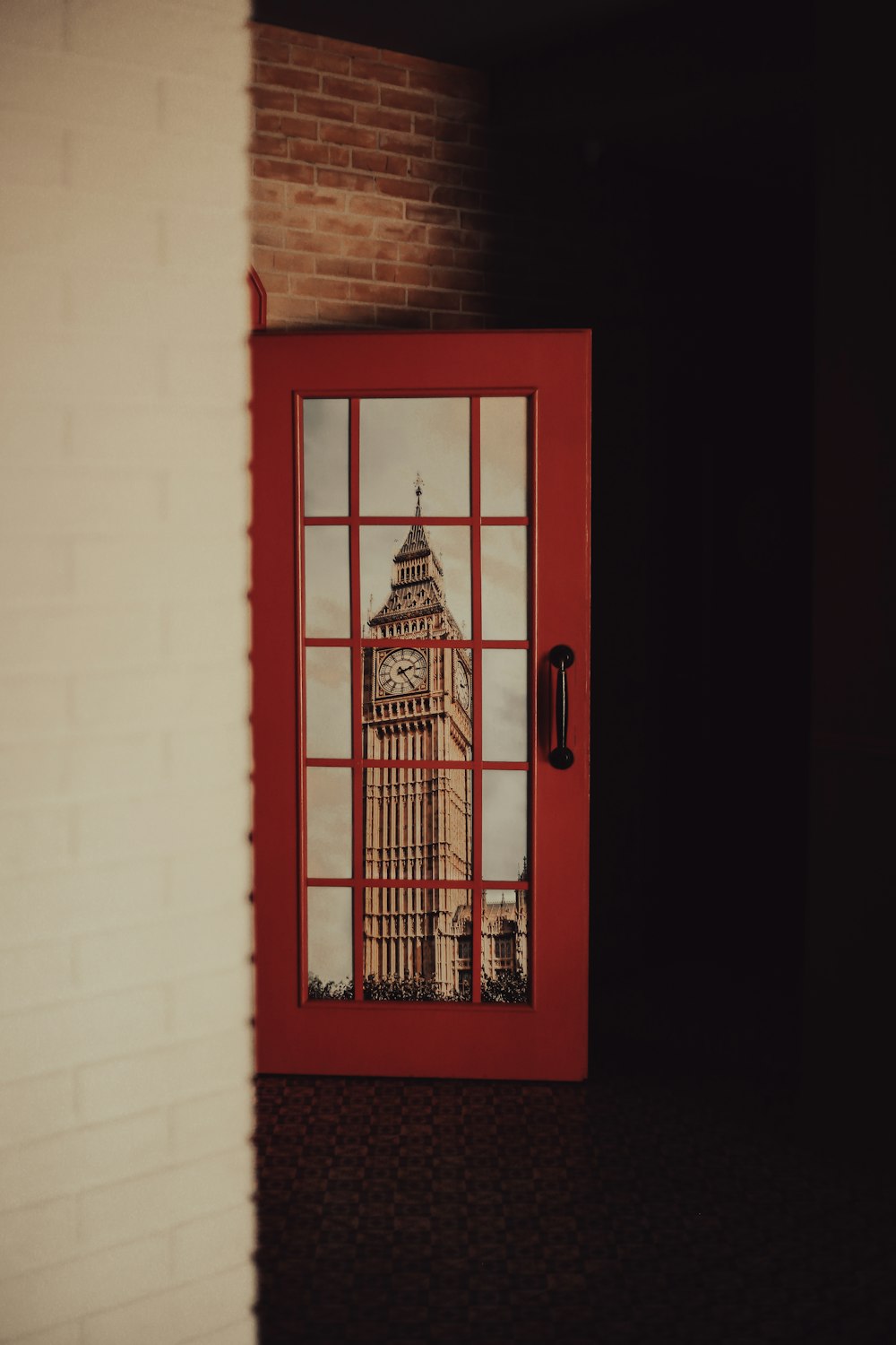 a red door with a glass window