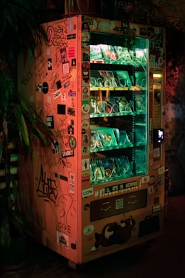 a vending machine with a drink