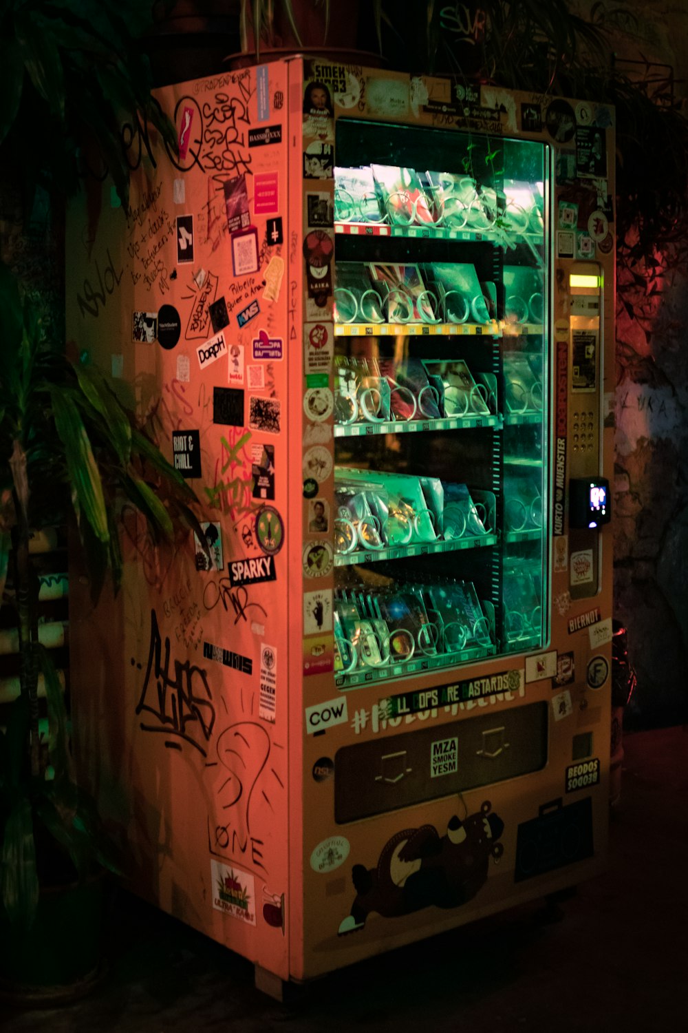 a vending machine with a drink