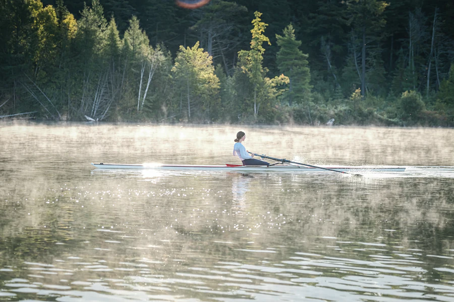 Rowing out on a glassy morning.