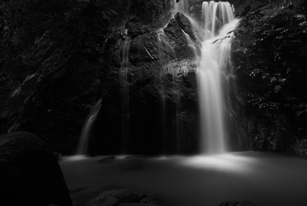 a waterfall in a cave