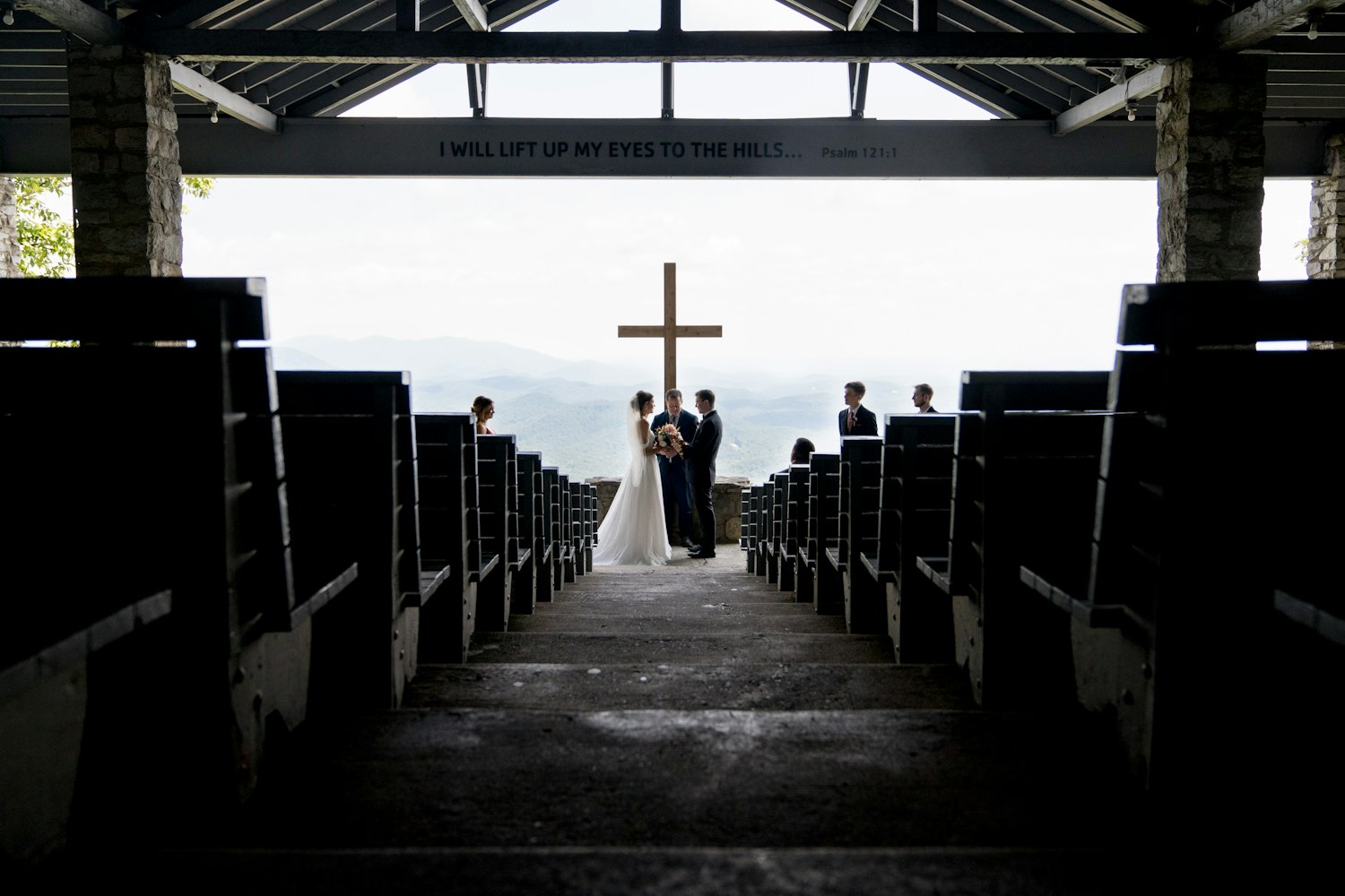 Bride and groom at Pretty Place Chapel