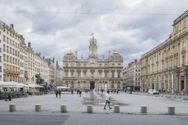 A large courtyard with buildings around it — Lyon, France