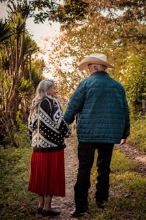 Guatemalan man and woman walking in the woods