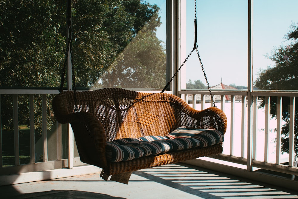 a hammock on a porch