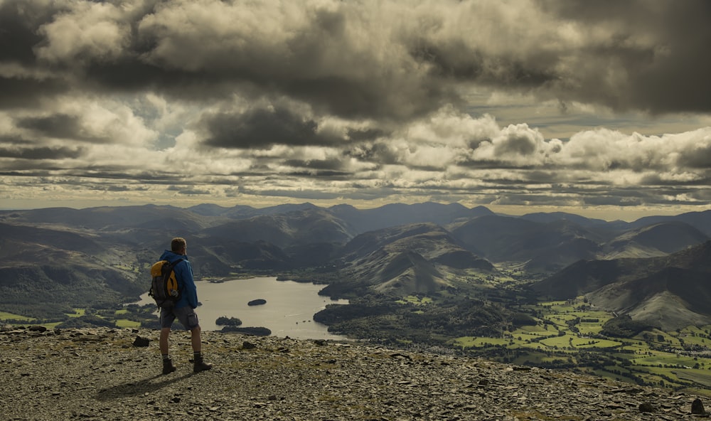 a man standing on a mountain