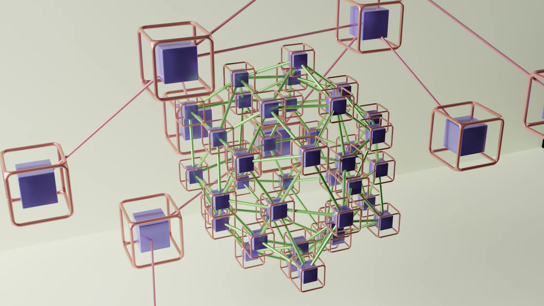 Interconnected network diagram representing AI orchestration across enterprise services