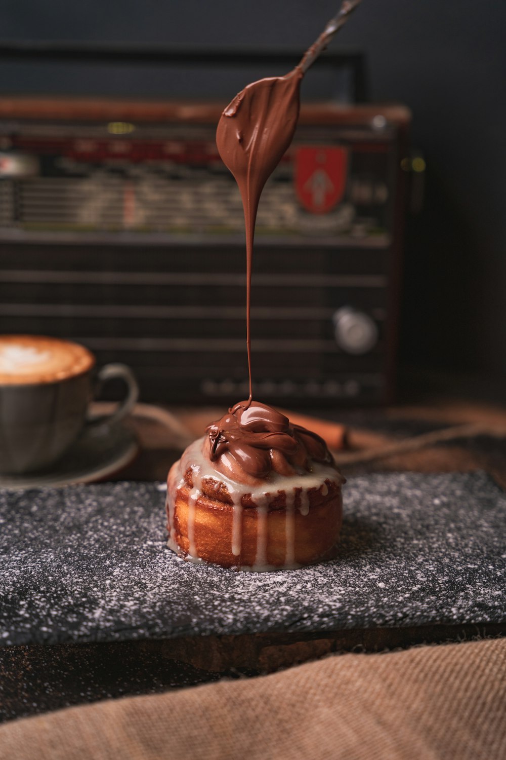 a cupcake with a spoon