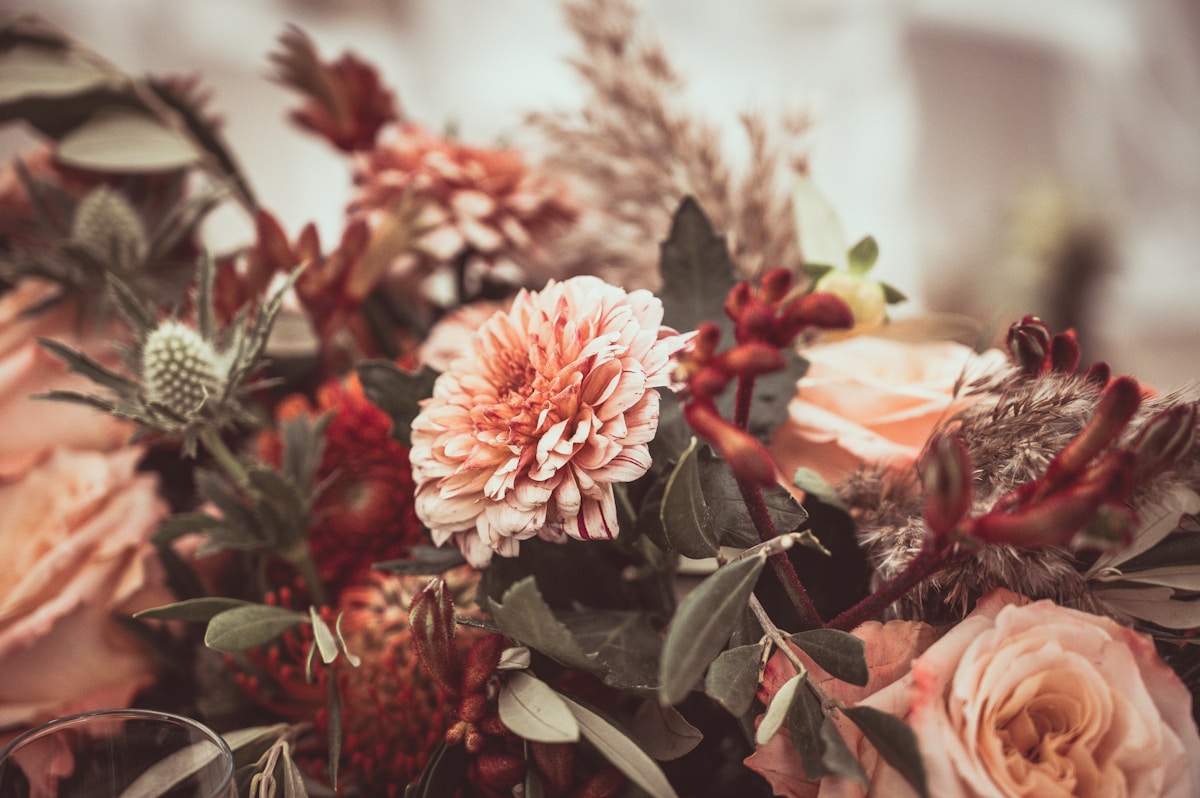 A bridal bouquet detail