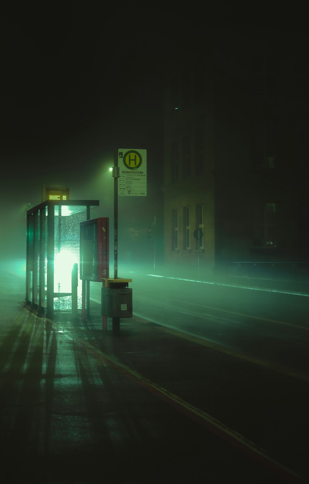 a gas station at night