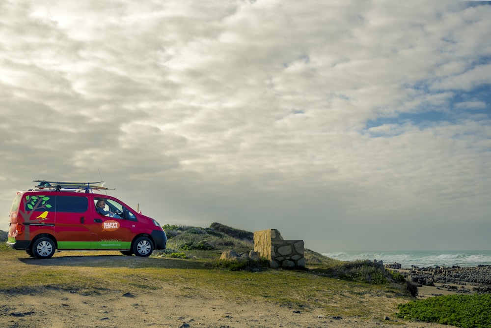 a van parked on a road