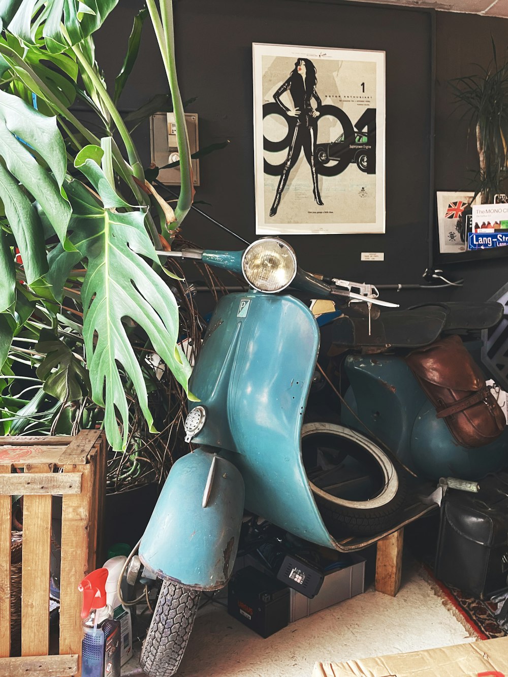 a motorcycle on display in a store