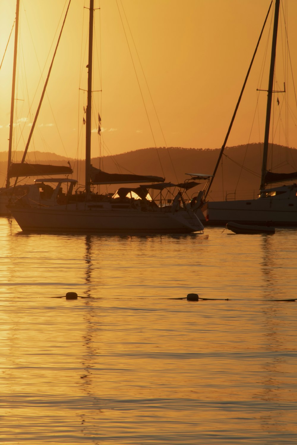 a group of boats in the water