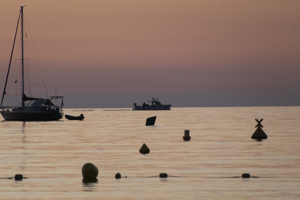 a group of boats in the water