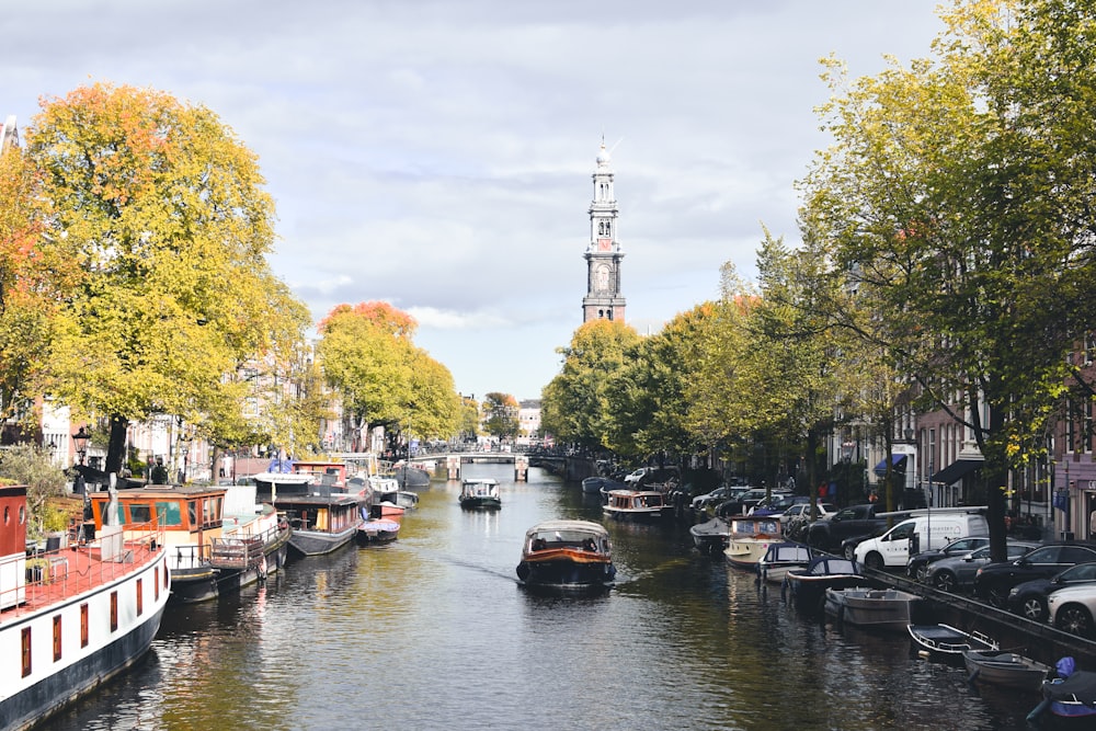 a river with boats on it